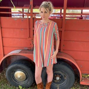 Red Serape Strappy Flutter Dress with Pockets